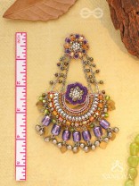 Anandabhuj- The Auroral Merriment- Resham, Beads And Glass Drops Hand Embroidered Oxidised Earrings