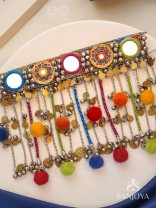 Varnaih - The Shades Of Life - Mirror, Beads And Coins Hand Embroidered Oxidised Neckpiece