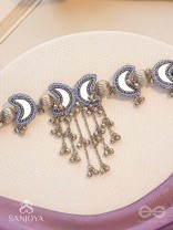 Ashvattha - The Blue Moon Night - Mirrors, Beads And Resham Hand Embroidered Oxidised Choker Neckpiece 