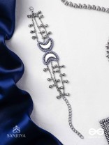 Chandrasalokya - The Lunar Twins - Mirrors, Resham And Beads Hand Embroidered Oxidised Bracelet