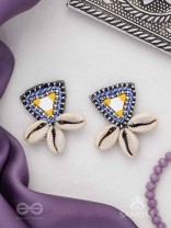 Kapardin - The Shells Trio - Mirror, Resham And Shells Hand Embroidered Earrings