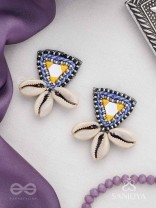 Kapardin - The Shells Trio - Mirror, Resham And Shells Hand Embroidered Earrings