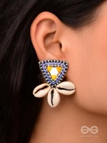 Kapardin - The Shells Trio - Mirror, Resham And Shells Hand Embroidered Earrings