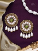 Harisaya - The Glowing Mirage - Beads And Stone Hand Embroidered Earrings