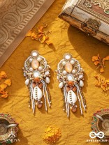 Aadhararoop - Ornament Of Enchantress- Shells, Beads And Pearl Drops Hand Embroidered Earrings