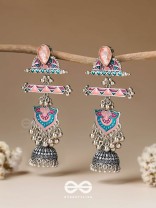 The Rosy Patterns- Stone Enamelled Oxidised Earrings