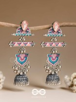 The Rosy Patterns- Stone Enamelled Oxidised Earrings