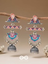 The Rosy Patterns- Stone Enamelled Oxidised Earrings