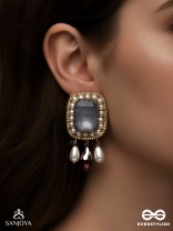 Dhumraruk - The Lavender Love- Stone, Beads, Glass And Pearl Drops Hand Embroidered Earrings