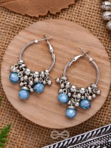 The Blue Orchid- Glass Drops Oxidised Earrings