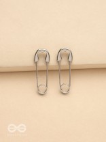 Pin It Up - Statement  Silver Earrings