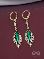Lush Leaflets - Golden Embellished Earrings