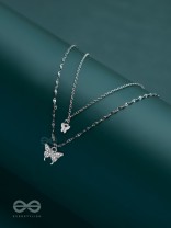 Flutterby Fantasy - Multilayered Silver Necklace With Anti-Tarnish Coating