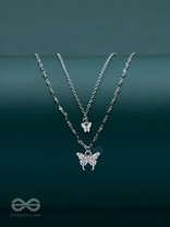 Flutterby Fantasy - Multilayered Silver Necklace With Anti-Tarnish Coating