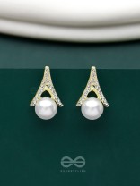 Glimmering Pearls - Golden Embellished Earrings