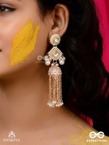Tolaka - Seashell Mirage - Beads, Kundan And Polki Finished Hand Embroidered Earrings