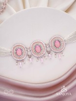 Nishru - Life In Spring - Stones, Glass Drops And Beads Hand Embroidered Neckpiece