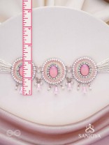 Nishru - Life In Spring - Stones, Glass Drops And Beads Hand Embroidered Neckpiece