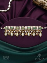 Haridvarna - Gilded Meadow Finery - Pearls, Stones And Beads Hand Embroidered Neckpiece