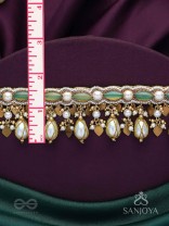 Haridvarna - Gilded Meadow Finery - Pearls, Stones And Beads Hand Embroidered Neckpiece