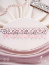 Aravindini - The Love Rose - Stone, Beads And Glass Drops Hand Embroidered Neckpiece