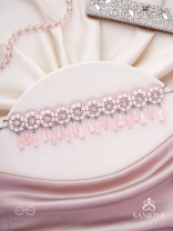 Aravindini - The Love Rose - Stone, Beads And Glass Drops Hand Embroidered Neckpiece