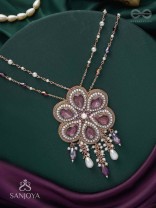 Bahukusumita - The Garden Gala - Stone, Beads And Pearls Hand Embroidered Neckpiece