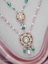 Madana - Season Of Spring - Beads, Glass Drops, Polki And Kundan Finished Hand Embroidered Neckpiece