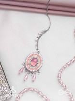 Alijihvika - The Sweet Mist - Stone, Sequins And Glass Drop Hand Embroidered Maangtika