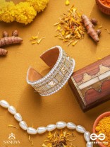 Sthagara - The Golden Hour - Stone, Cutdana And Beads Hand Embroidered Cuff Bracelet