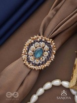 Rajiva - Deep Sea Dream - Stone And Beads Hand Embroidered Ring