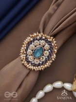 Rajiva - Deep Sea Dream - Stone And Beads Hand Embroidered Ring