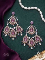 Viruda - Blushing Majesty - Stone And Beads Hand Embroidered Earrings