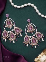 Viruda - Blushing Majesty - Stone And Beads Hand Embroidered Earrings