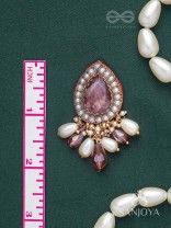 Atyala - The Rosy Raindrop - Stone, Beads And Glass Drop Hand Embroidered Earrings