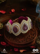 Pratijna - The Glowing Glamour - Stone, Beads And Cutdana Hand Embroidered Cuff Bracelet
