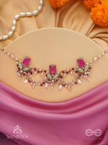 Asita - The Regal Orchid - Stones, Beads And Pearls Hand Embroidered Neckpiece