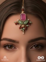 Madhudyana - Garden Of Spring - Stone And Beads Hand Embroidered Maangtika