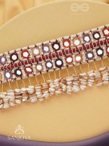 Revata - Hues Of Ocean - Mirror And Resham Hand Embroidered Neckpiece