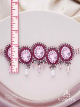 Udagat - Blushing Rose - Stone, Beads And Glass Drops Hand Embroidered Neckpiece