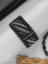 Nisithah - The Midnight's Magic - Beads And Cutdana Hand Embroidered Cuff Bracelet