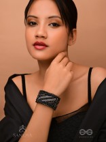 Nisithah - The Midnight's Magic - Beads And Cutdana Hand Embroidered Cuff Bracelet