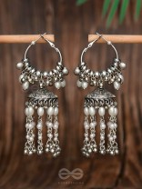 The Frost Blooms - Statement Oxidised Jhumka Earrings