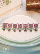 The Orchid Hues - Enamelled Oxidised Neckpiece