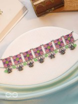 The Orchid Hues - Enamelled Oxidised Neckpiece