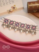 Blushing Blue Haze - Enamelled Oxidised Neckpiece