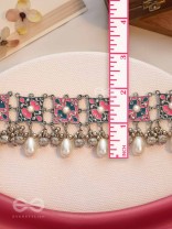 Blushing Blue Haze - Enamelled Oxidised Neckpiece