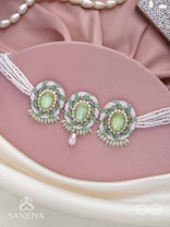 Tankasala - Frosted Fern - Stones And Pearls Hand Embroidered Neckpiece