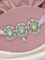 Tankasala - Frosted Fern - Stones And Pearls Hand Embroidered Neckpiece