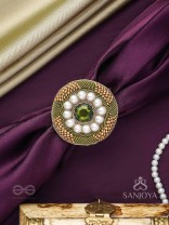 Aranyaja - Born In Forest - Beads And Stone Hand Embroidered Ring (Adjustable)